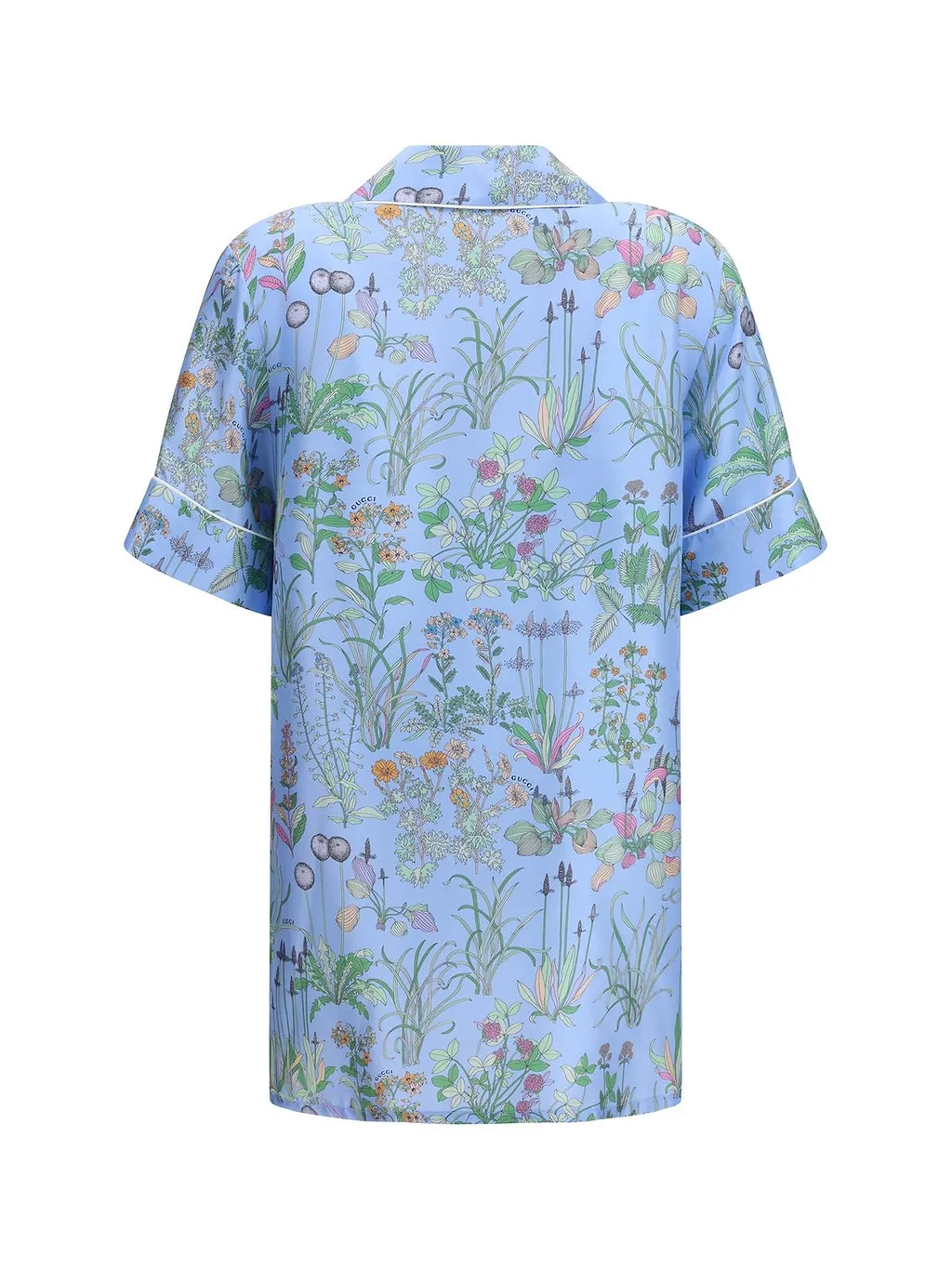 Gucci Floral Print Piped Short-Sleeve Shirt