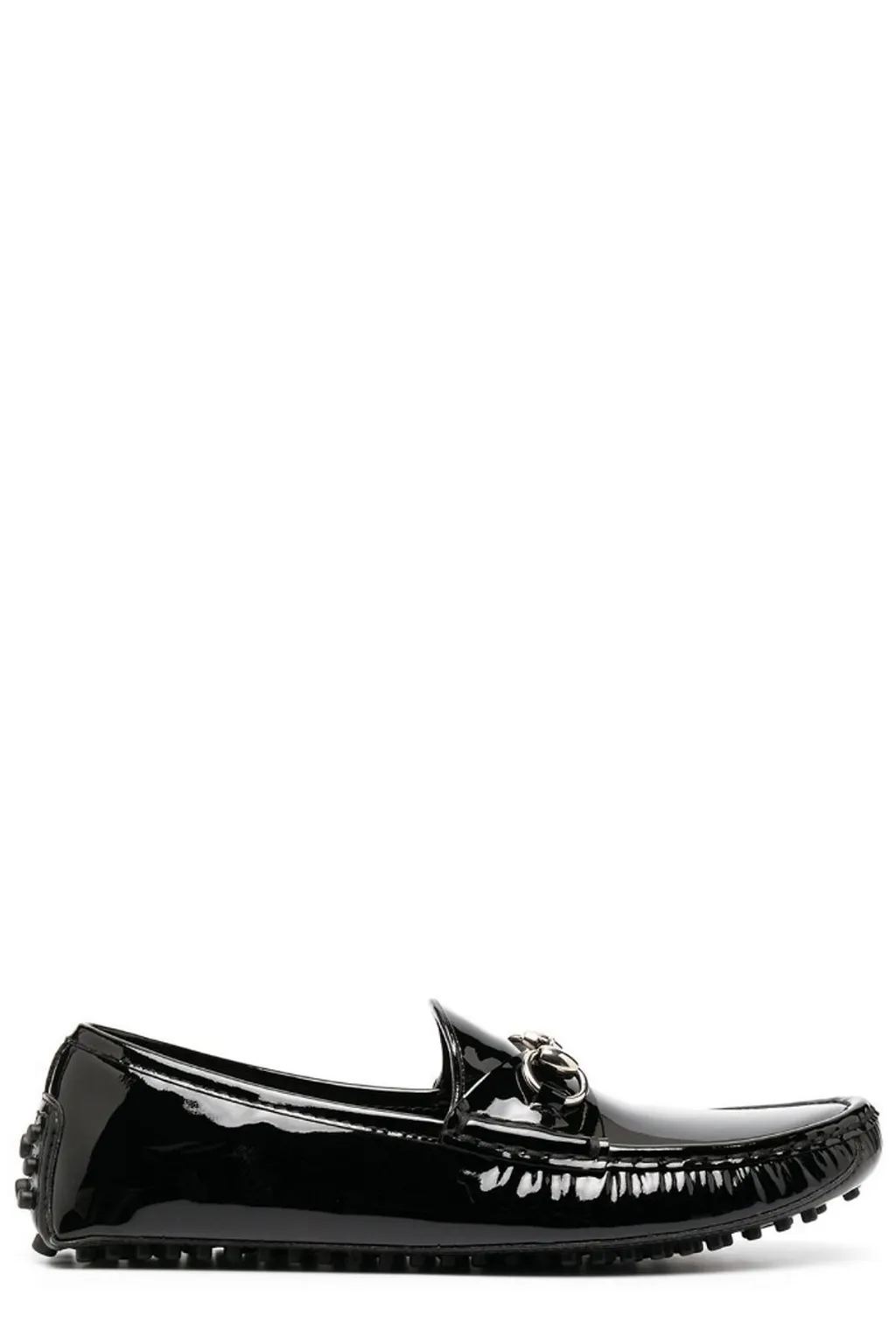 Gucci Glossy Finish Horsebit Slip-On Loafers