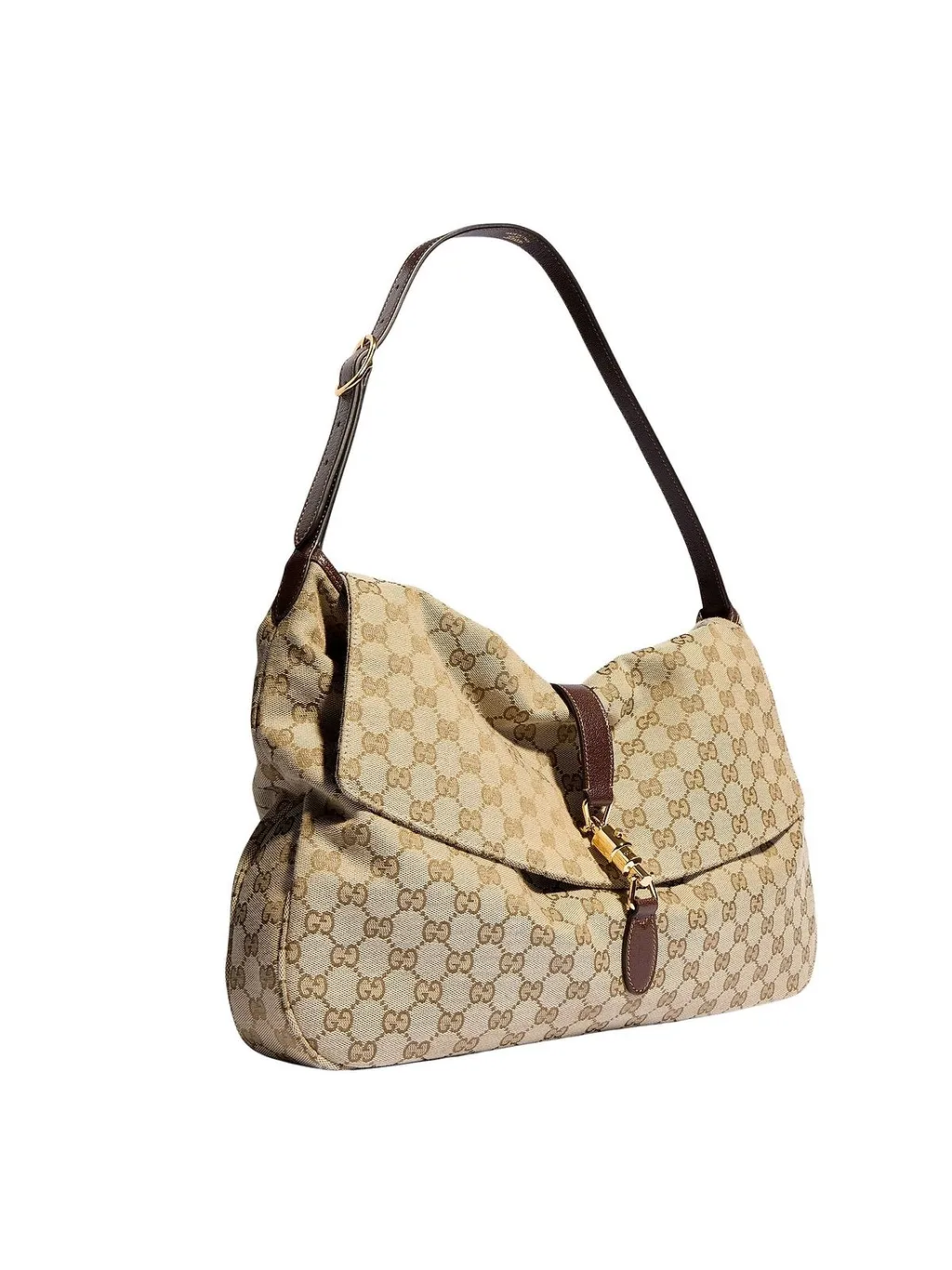 Gucci Jackie Flap Monogrammed Large Shoulder Bag