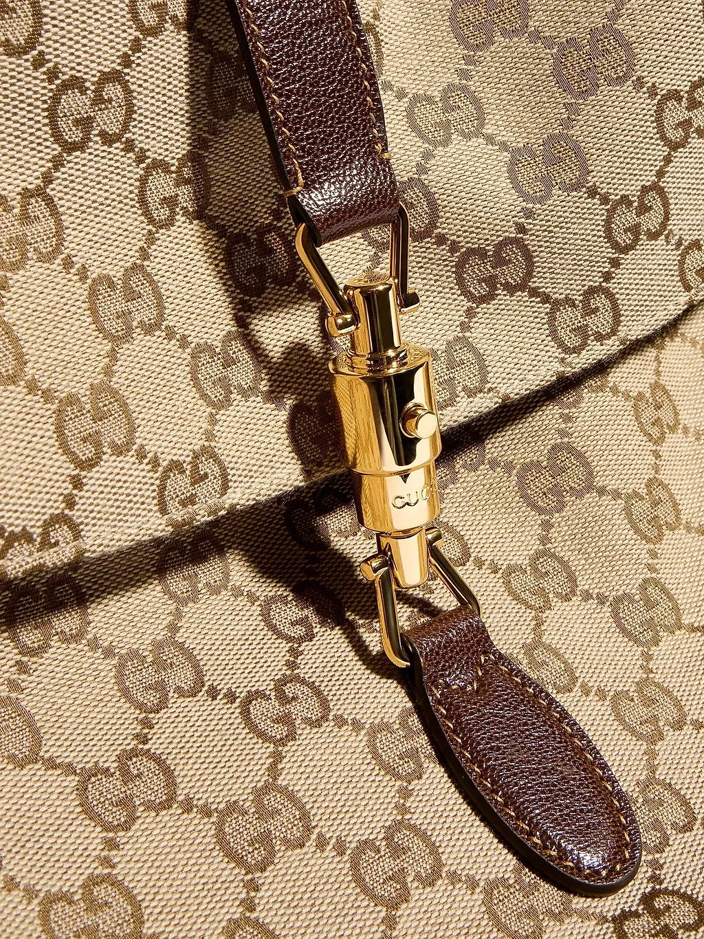 Gucci Jackie Flap Monogrammed Large Shoulder Bag