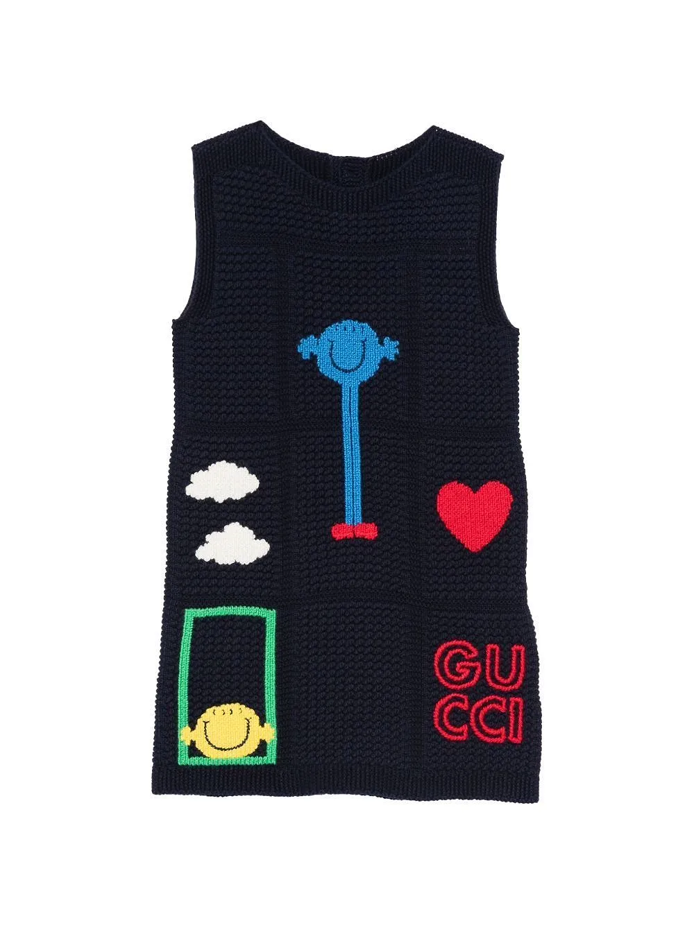 Logo Embroidered Crochet Dress