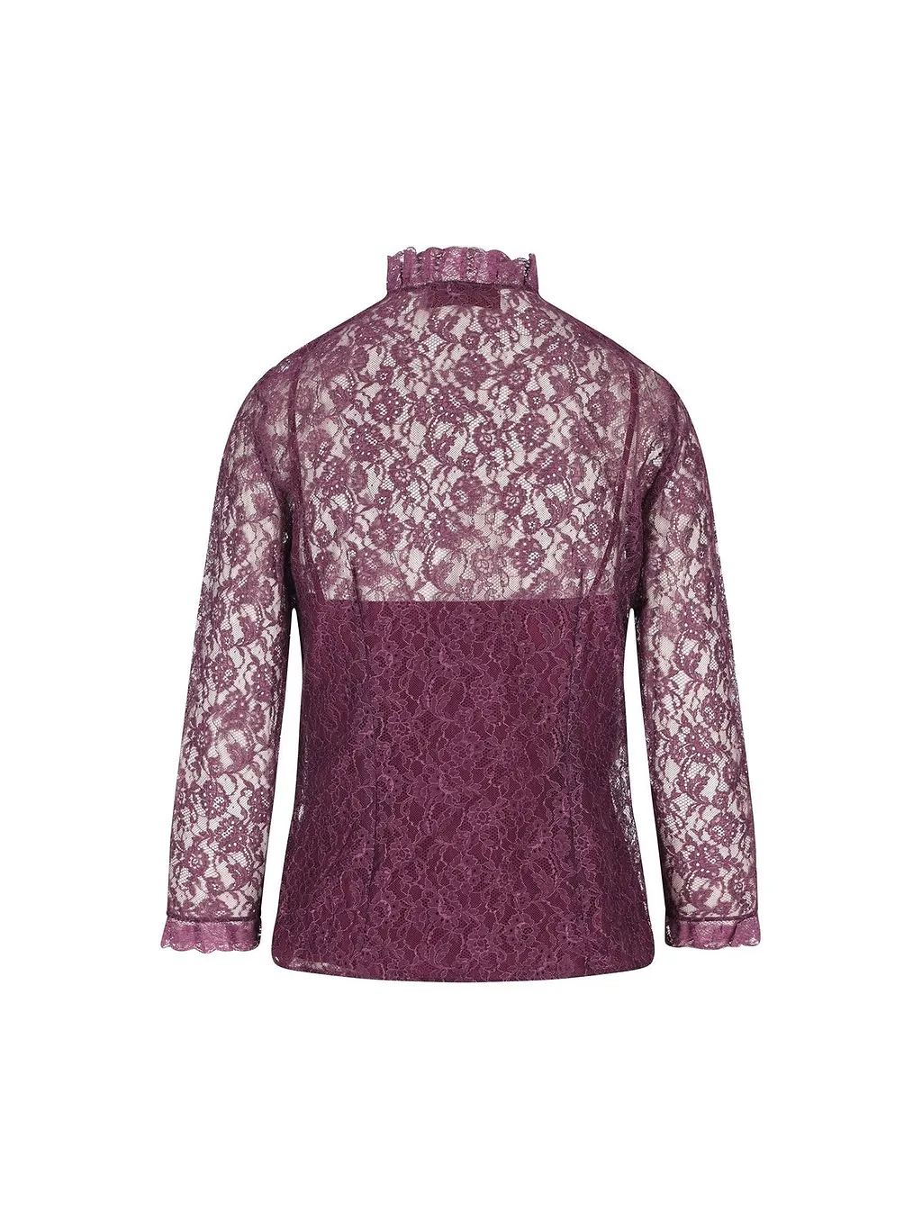 Gucci Ruffled Lace Long-Sleeve Shirt
