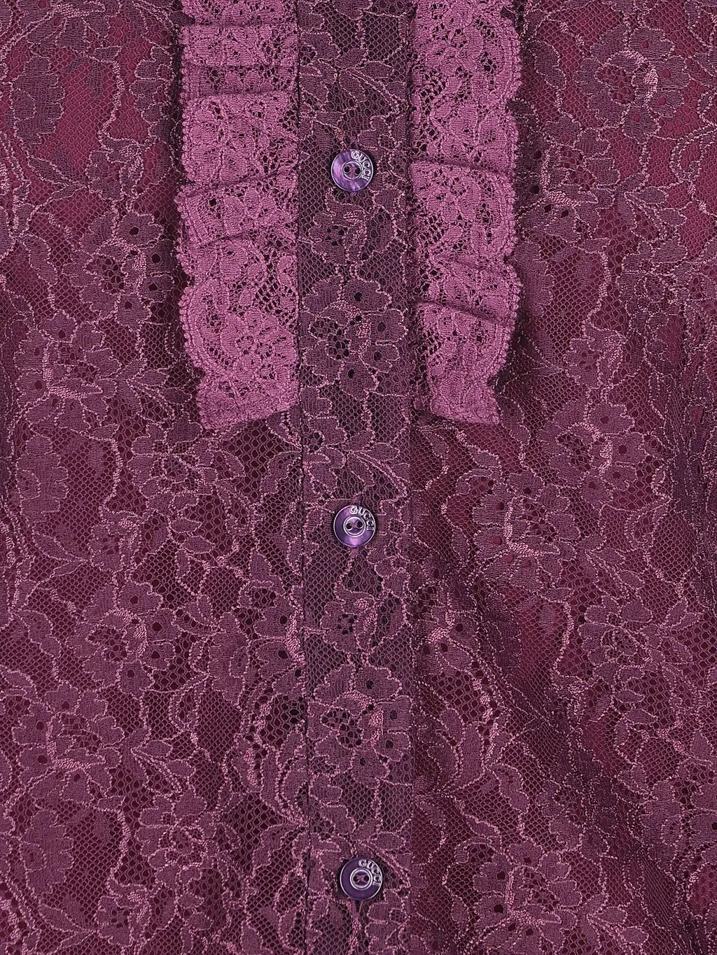 Gucci Ruffled Lace Long-Sleeve Shirt