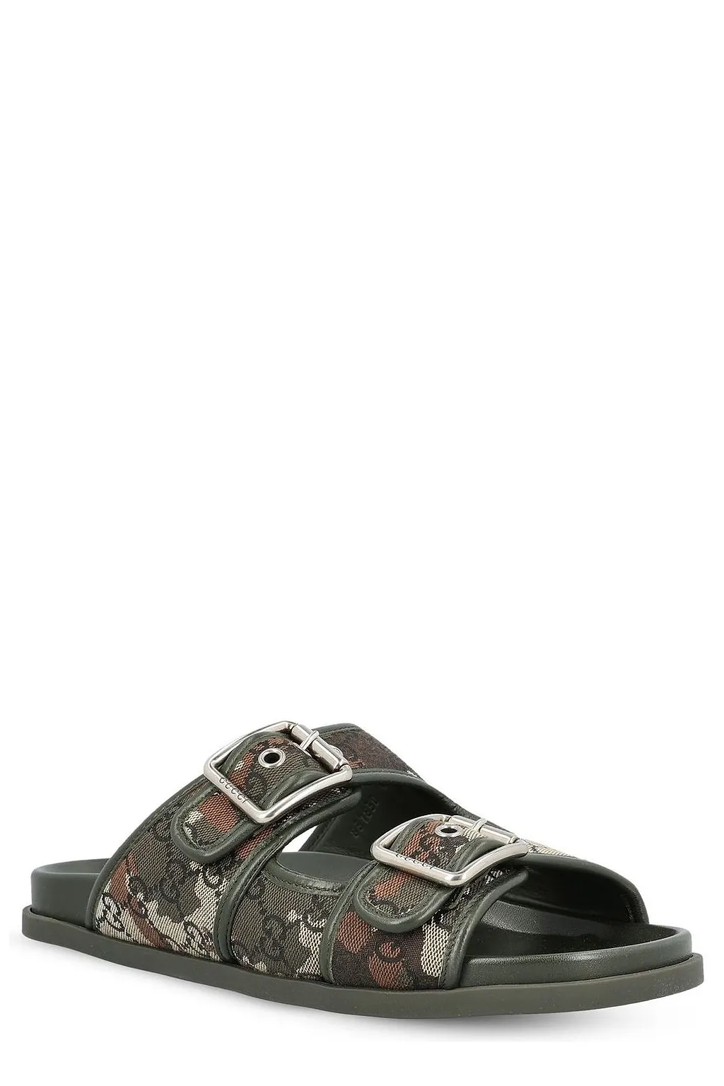 Gucci Monogram Double-Buckle Sandals