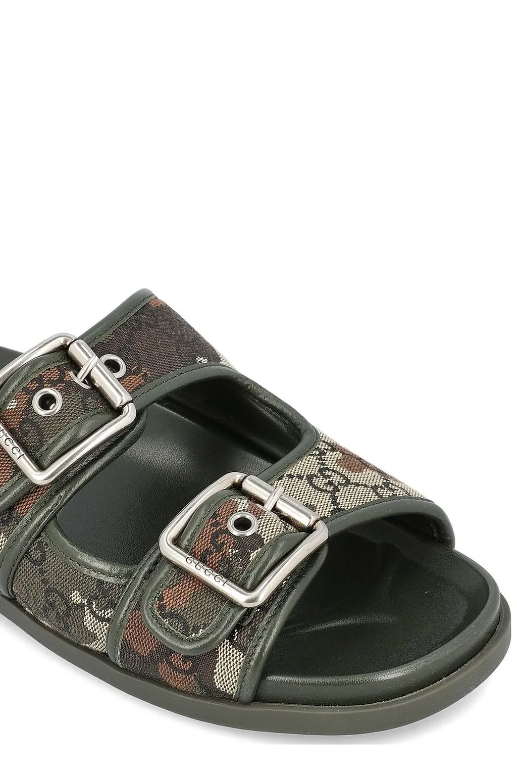 Gucci Monogram Double-Buckle Sandals