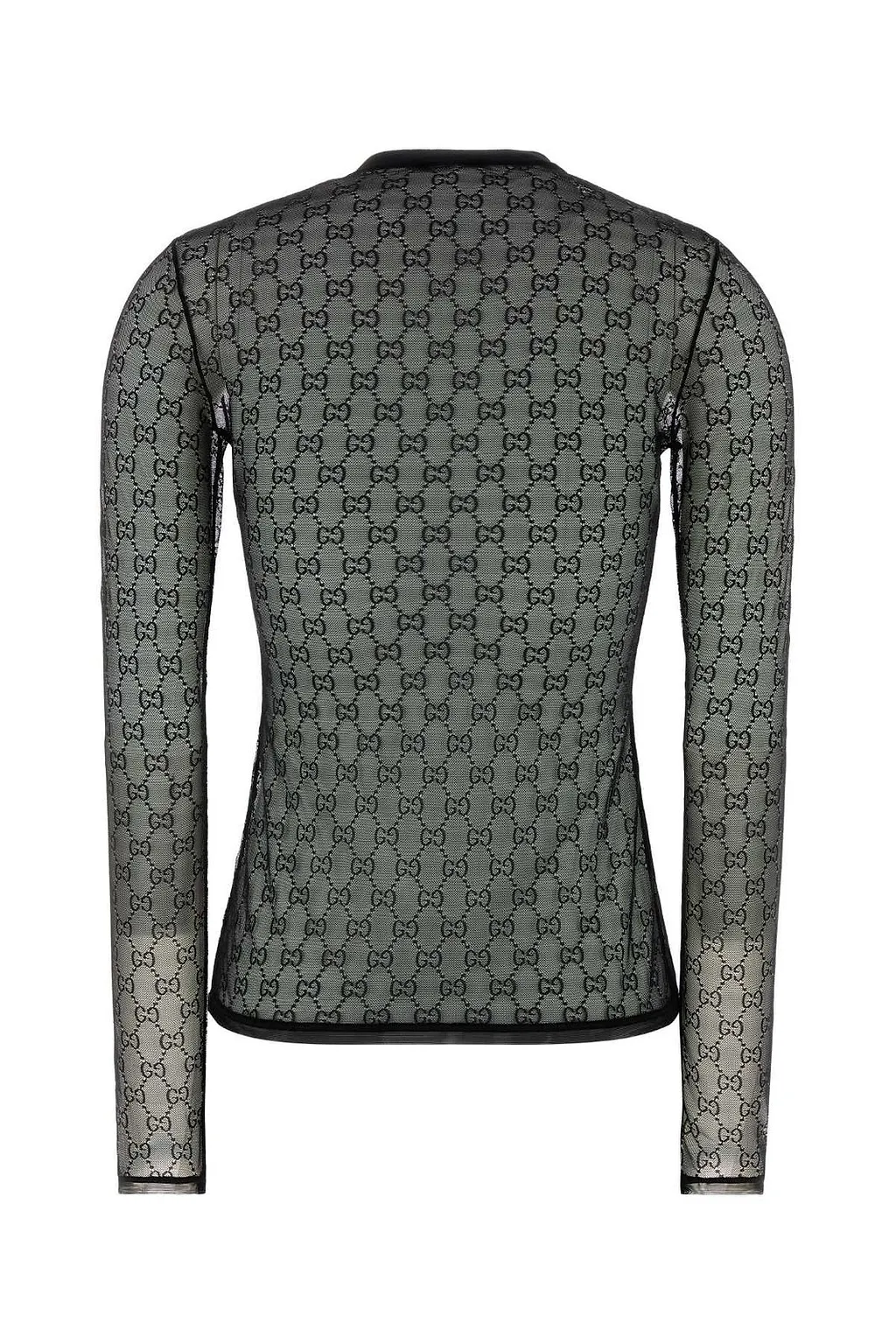 Gucci Monogrammed Sheer Long-Sleeve Top