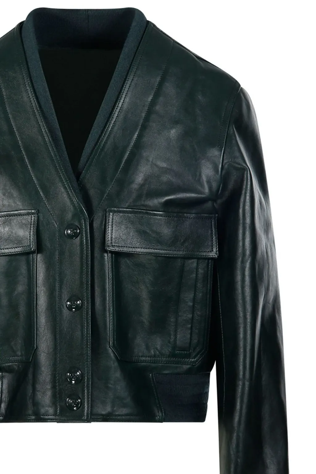 Gucci V-Neck Leather Jacket