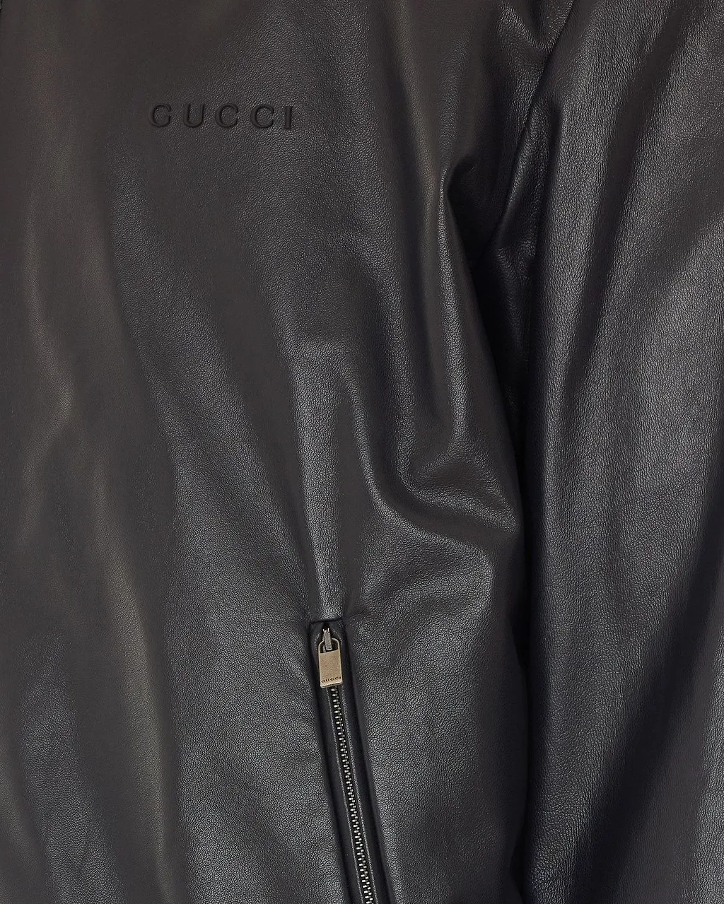Gucci Zip-Up Leather Bomber Jacket