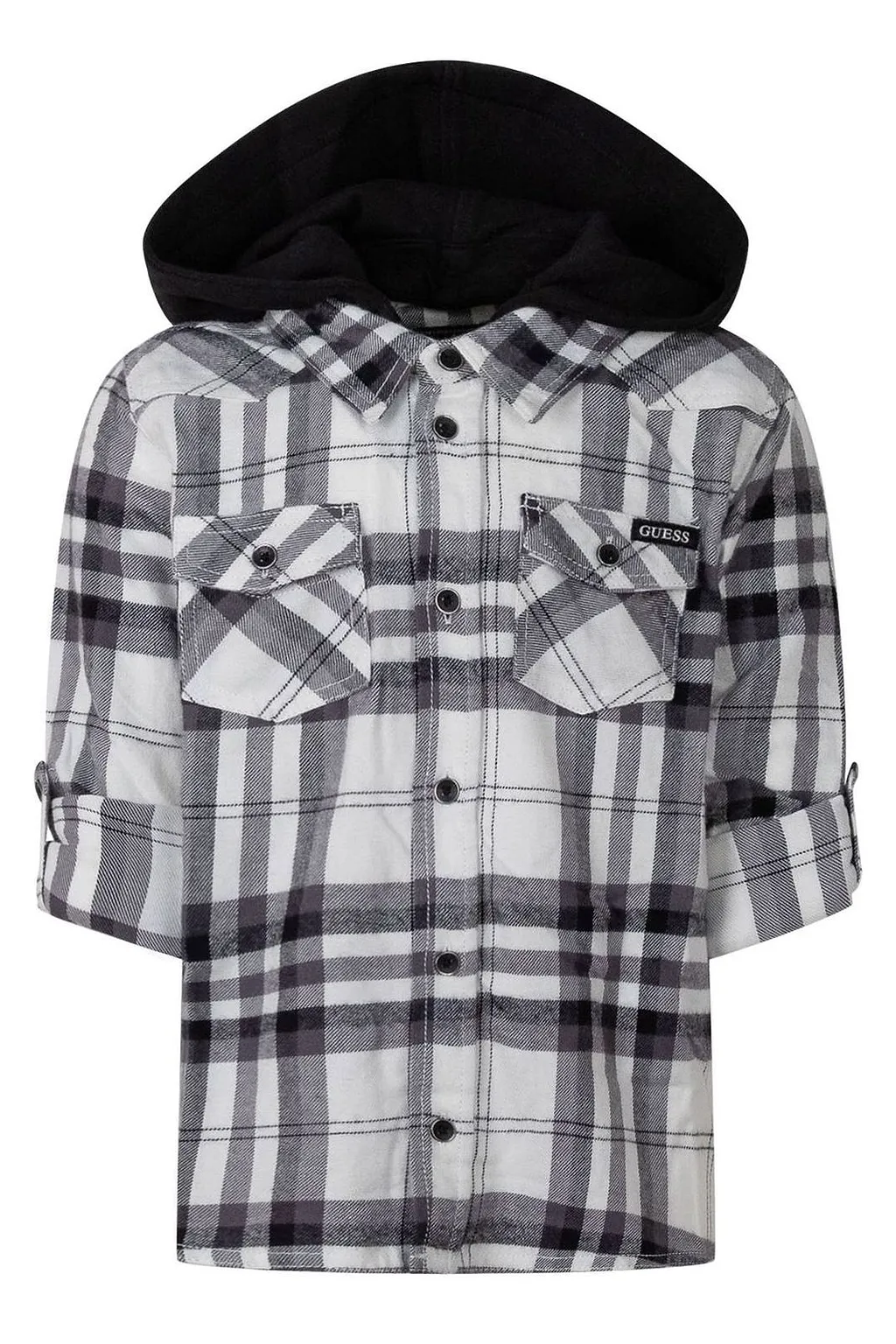 Guess Kids Checked Flannel Hooded Jacket