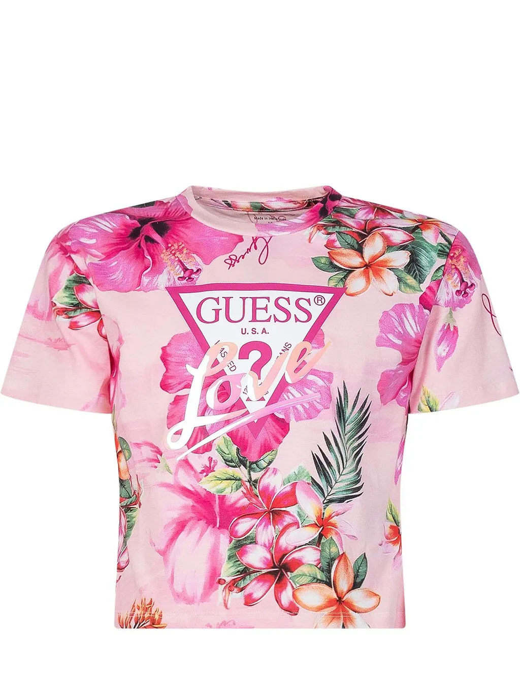 Guess Kids Floral Logo Crop T-Shirt