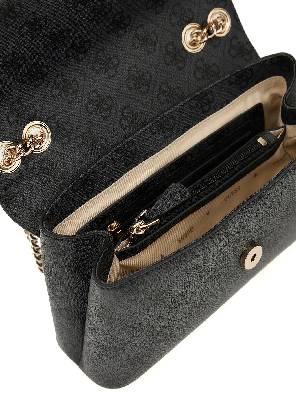 Guess Logo Plaque Chain Linked Shoulder Bag