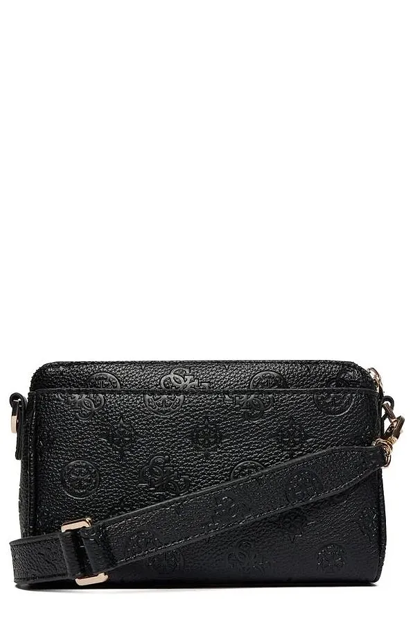 Guess Logo Plaque Zipped Shoulder Bag