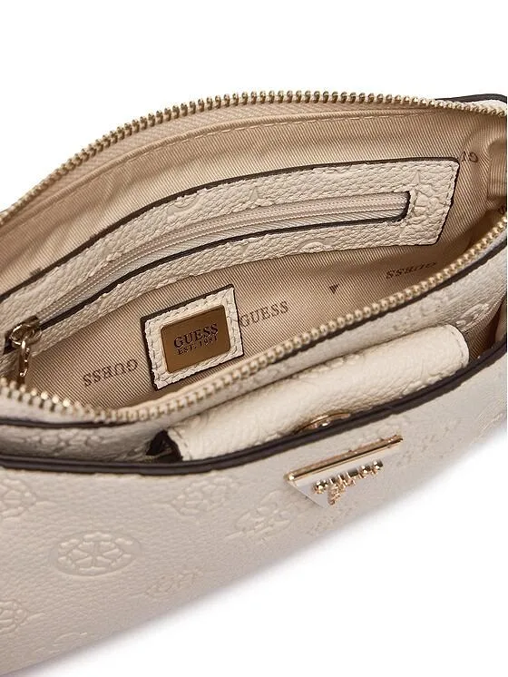 Guess Logo Plaque Zipped Shoulder Bag