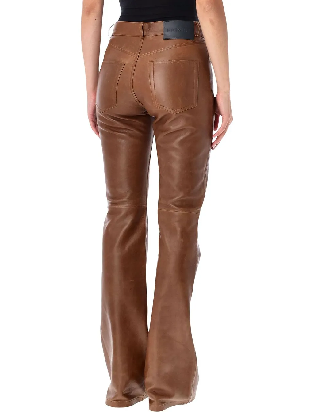 Flora Leather Flared Trousers