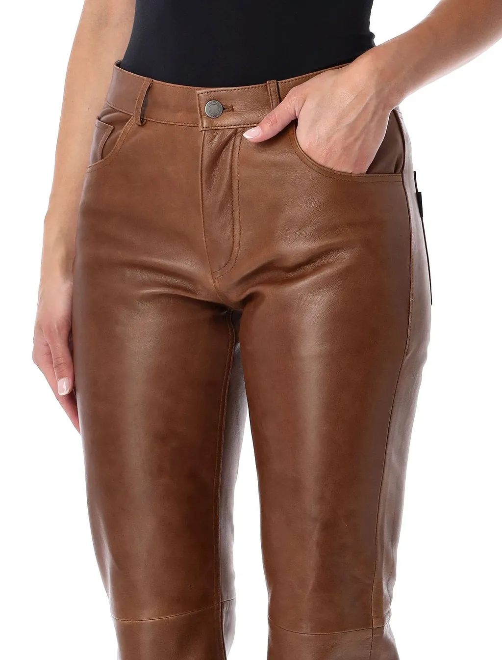Flora Leather Flared Trousers