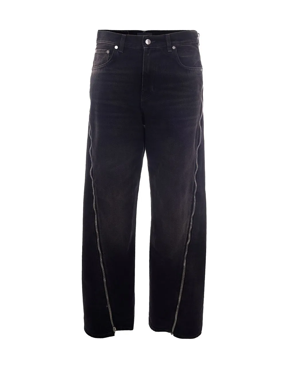 Zip-Detailed Straight-Leg Jeans