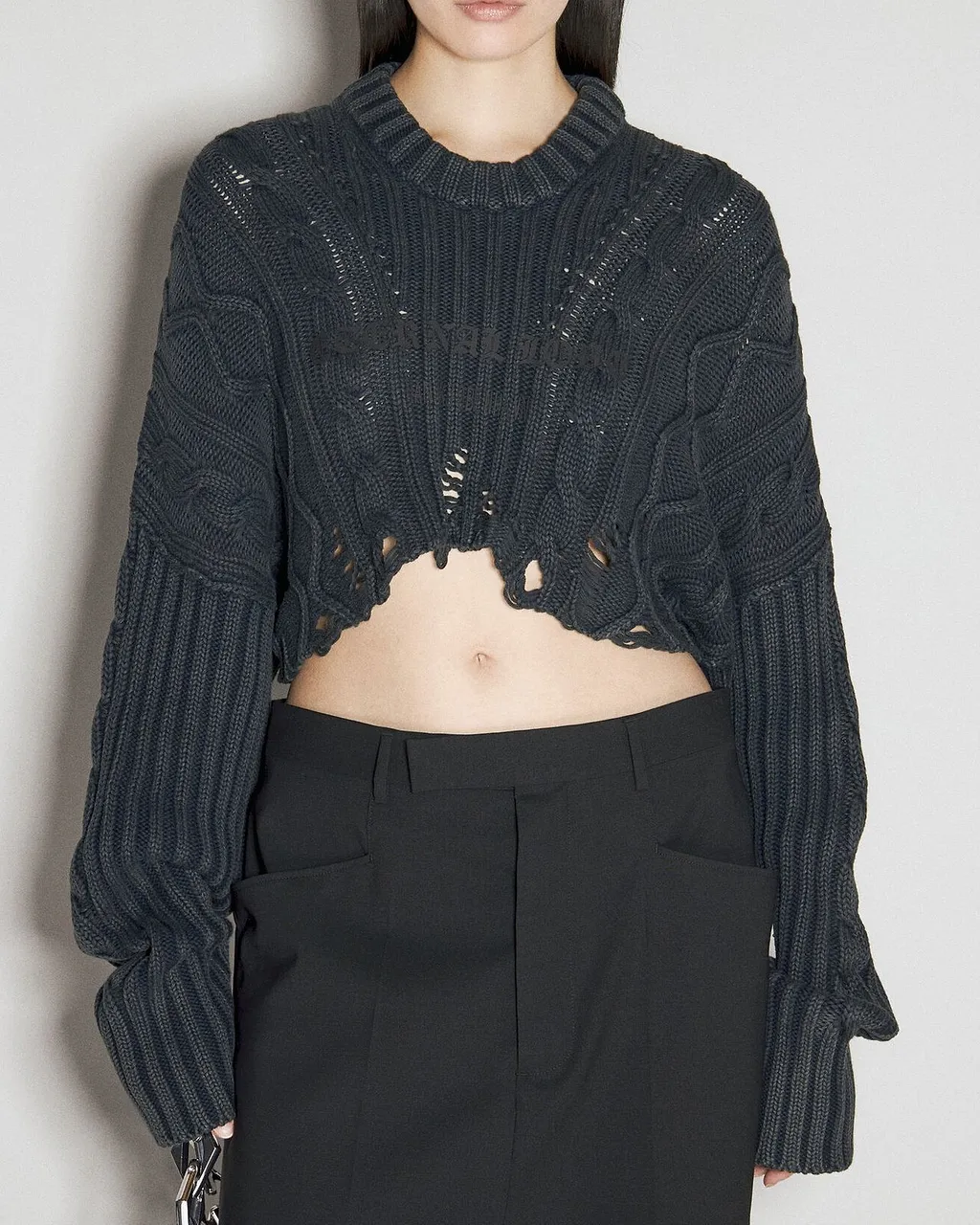 Han Kjobenhavn Cable Knit Frayed Sweater