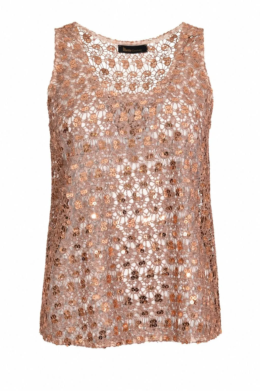 Hanita Sequined Crochet Sleeveless Top