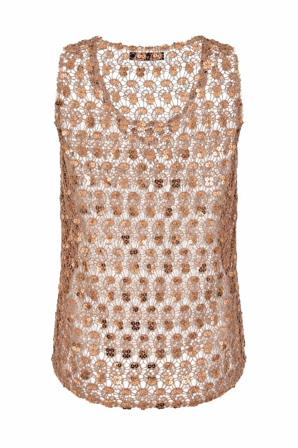 Hanita Sequined Crochet Sleeveless Top