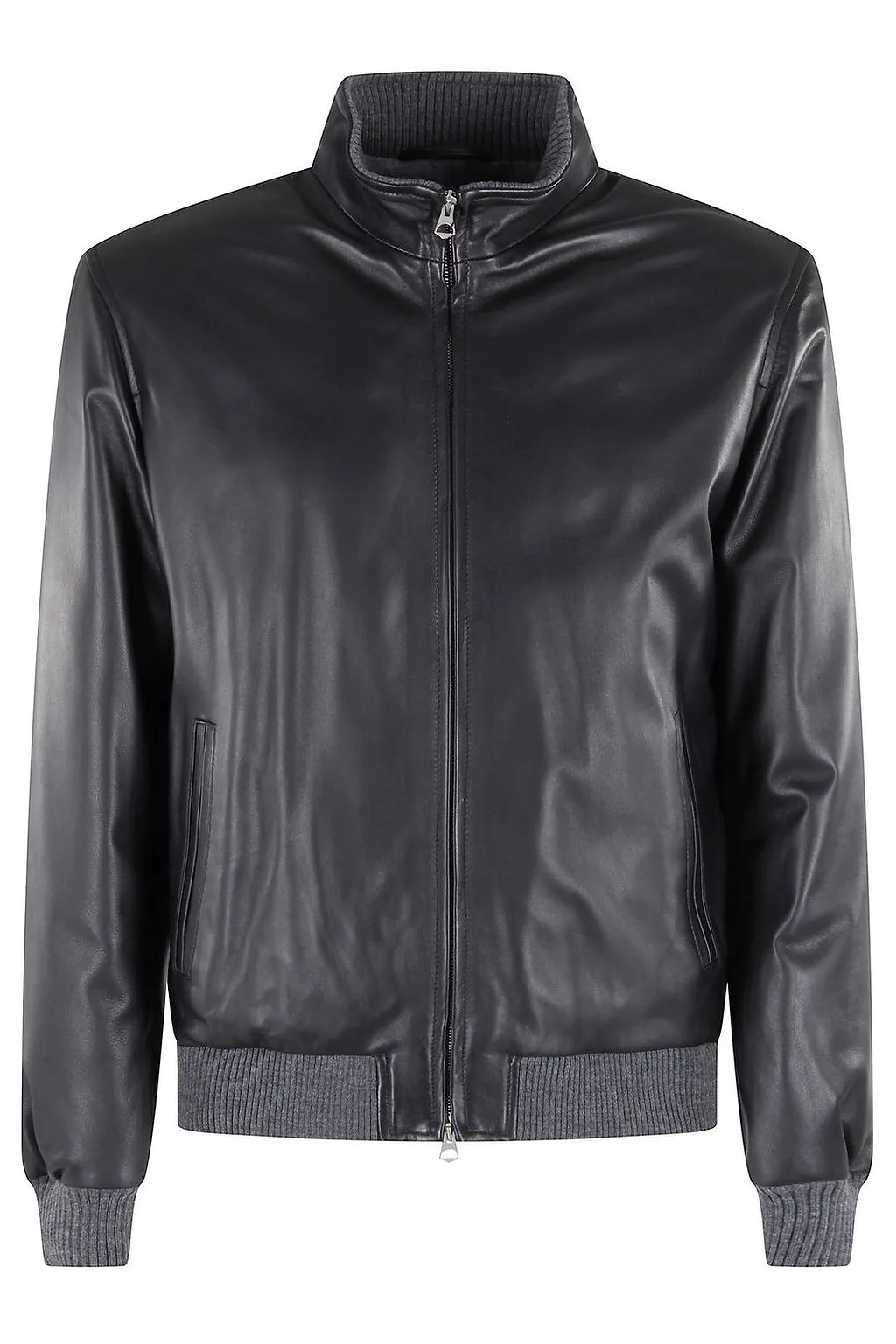 Hcr Ribbed Trim Leather Jacket