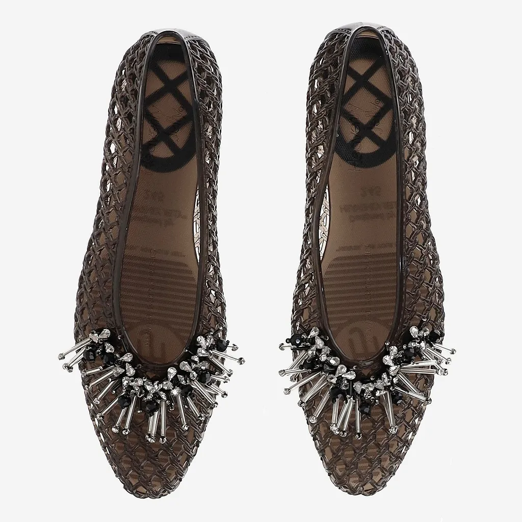 Heavenly Jelly Embellished Mesh Ballet Flats