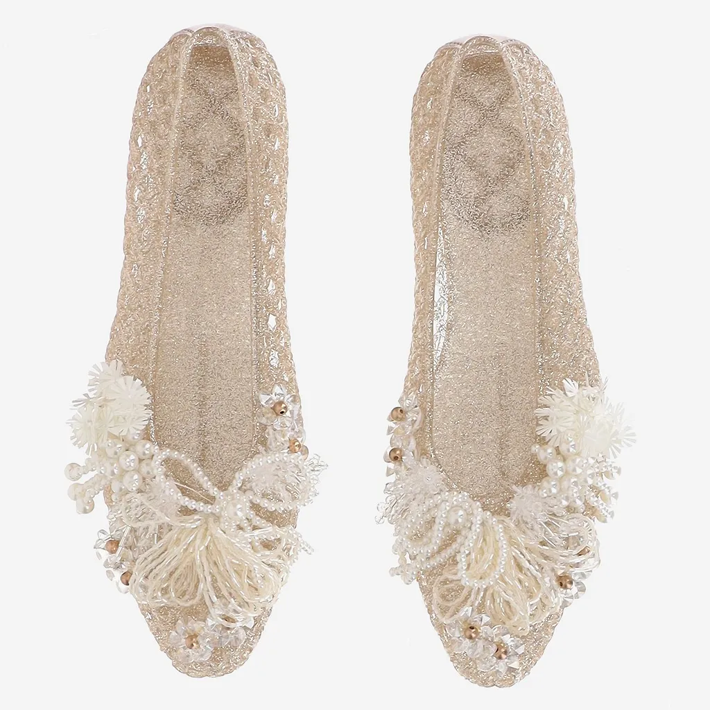 Heavenly Jelly Mesh Embellished Ballet Flats