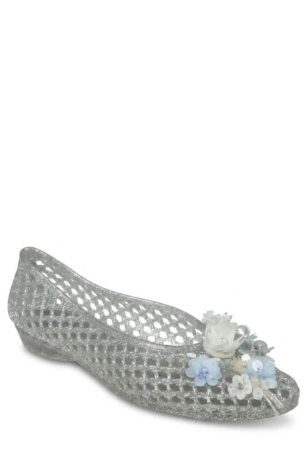 Heavenly Jelly Hibiscus Floral Mesh Ballet Flats