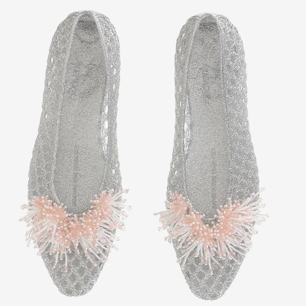Heavenly Jelly Mesh Embellished Ballet Flats
