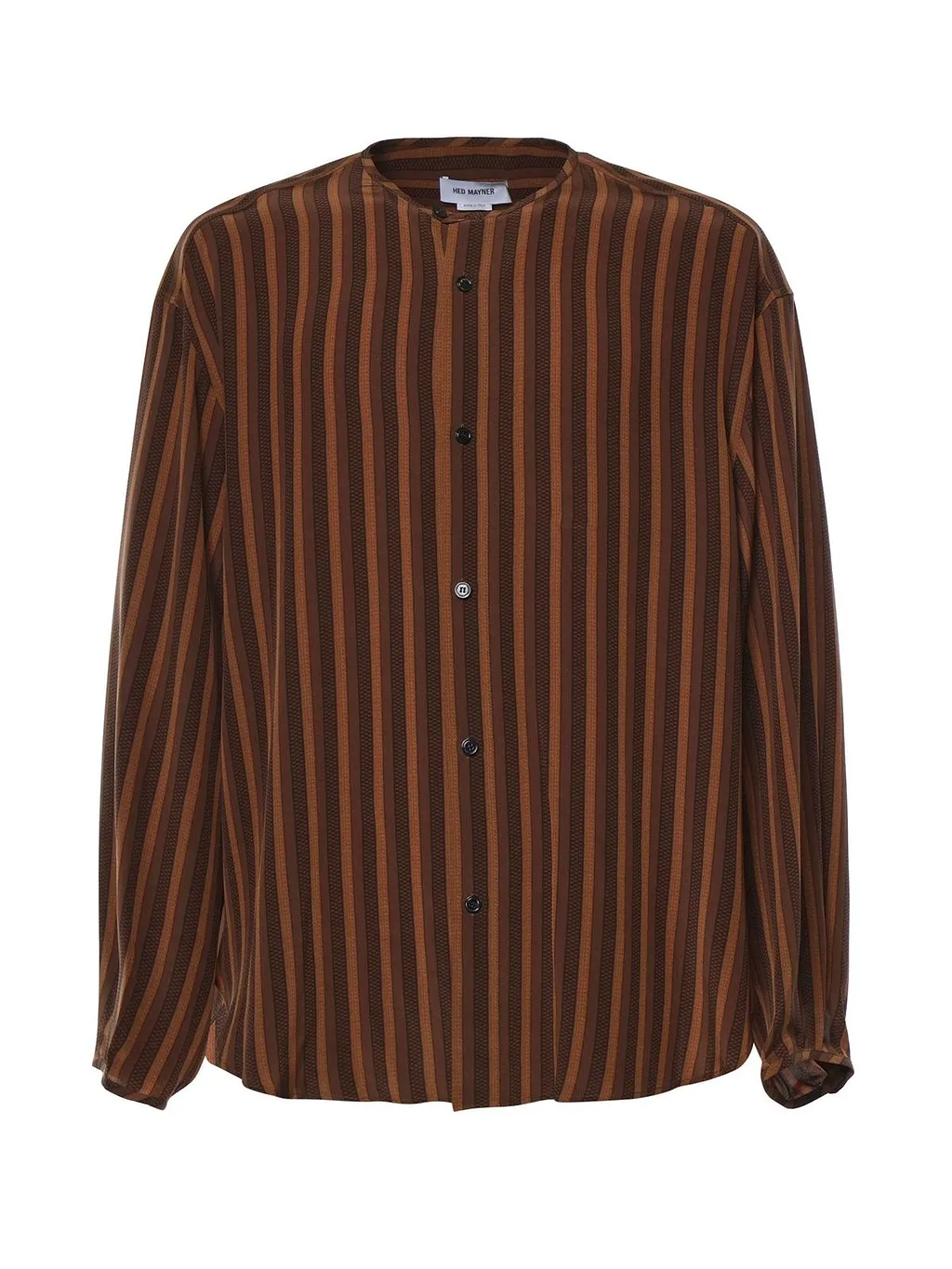 Hed Mayner Stripe Band-Collar Shirt