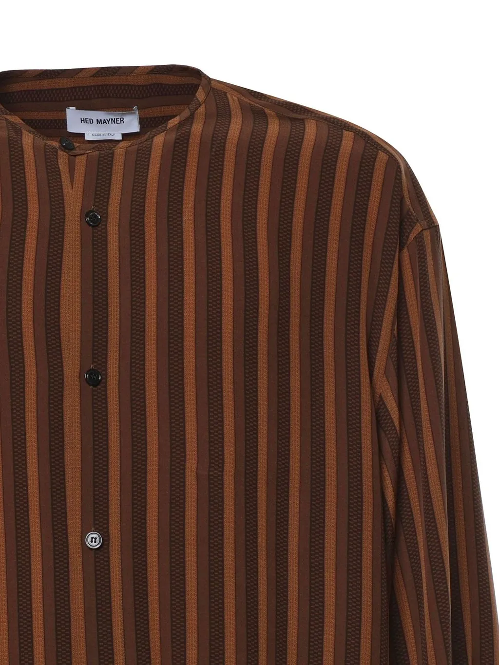 Hed Mayner Stripe Band-Collar Shirt