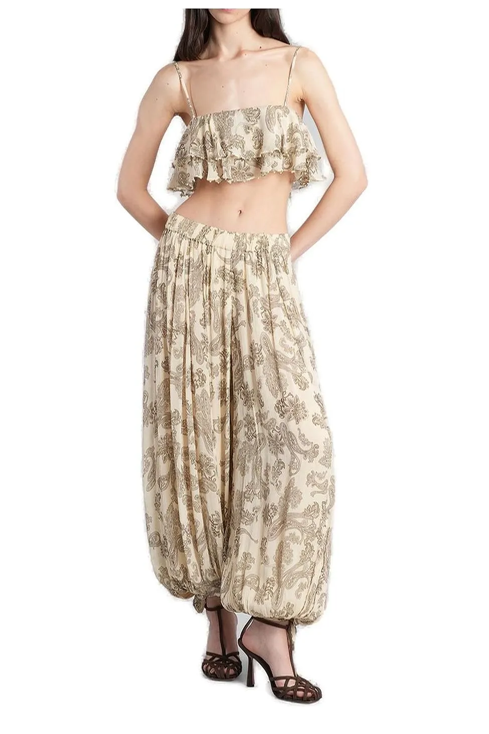 Dani Paisley-Printed Elasticated Waistband Trousers