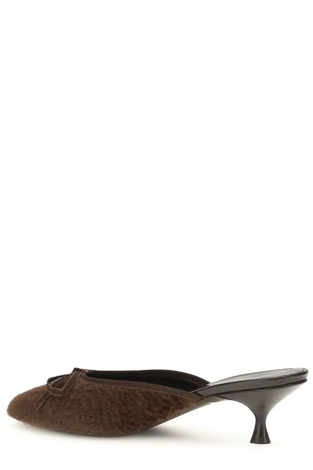 Herbert Levine Bow Fur Kitten Heel Mules