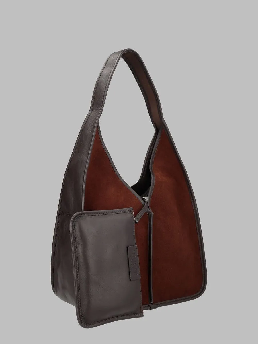 Hereu Triangular Suede Shoulder Bag
