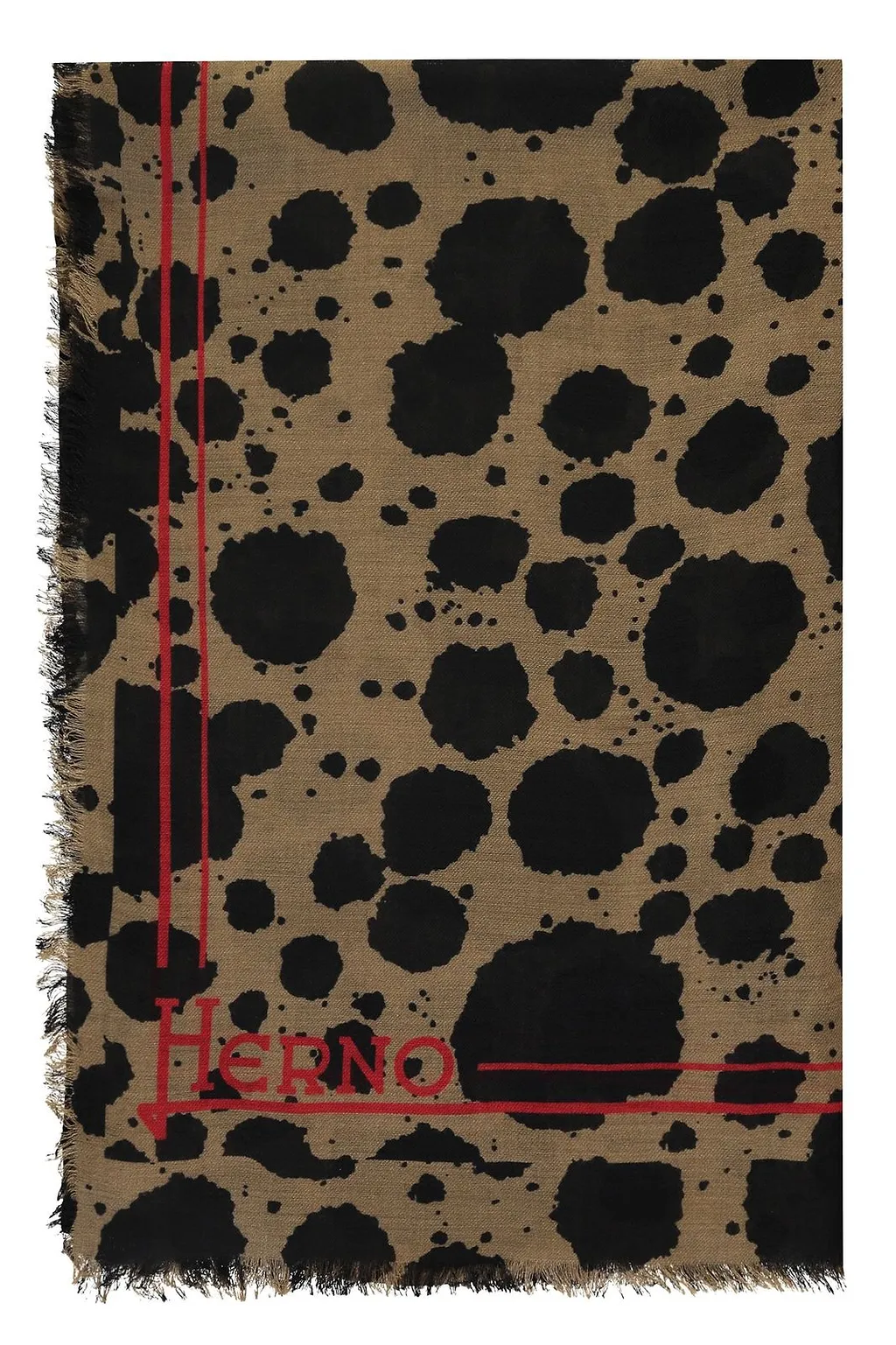Herno Animalier Print Fringed Scarf