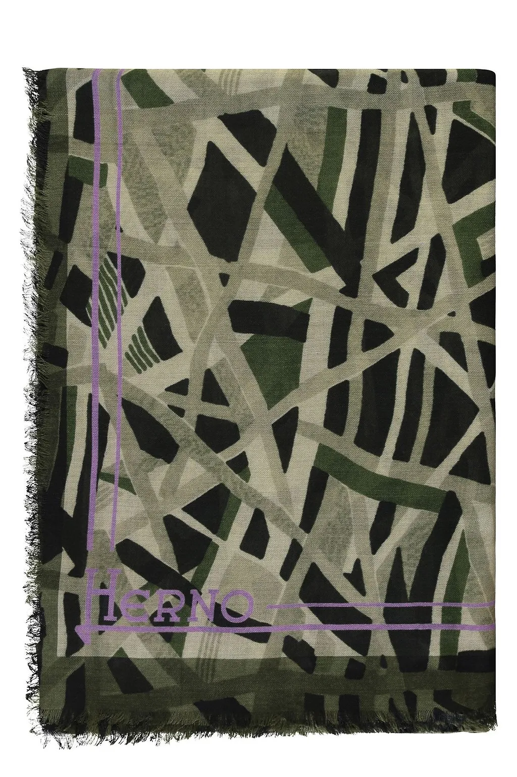 Herno Fringed Graphic Scarf