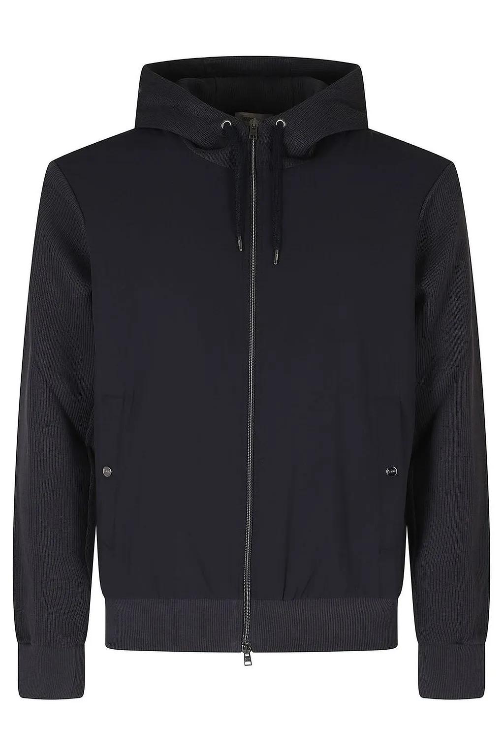 Herno Textured Zip-Up Drawstring Hooded Jacket
