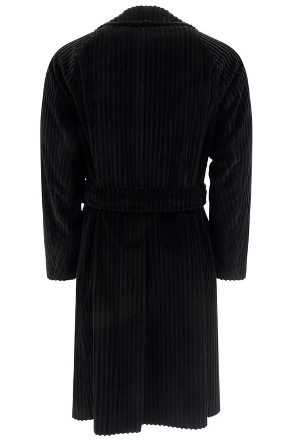 Hevo Velvet Effect Belted Ribbed Coat