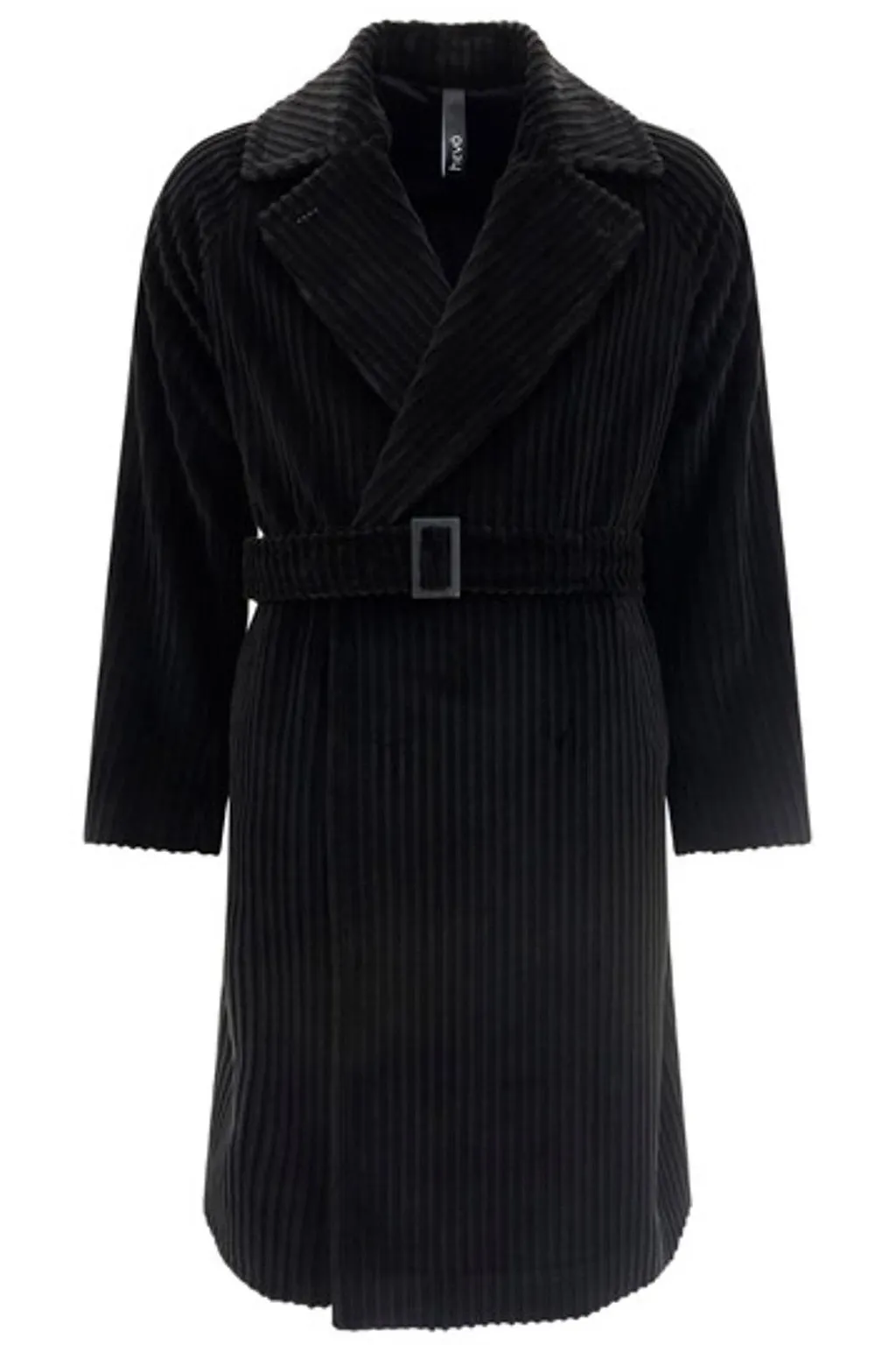 Hevo Velvet Effect Belted Ribbed Coat