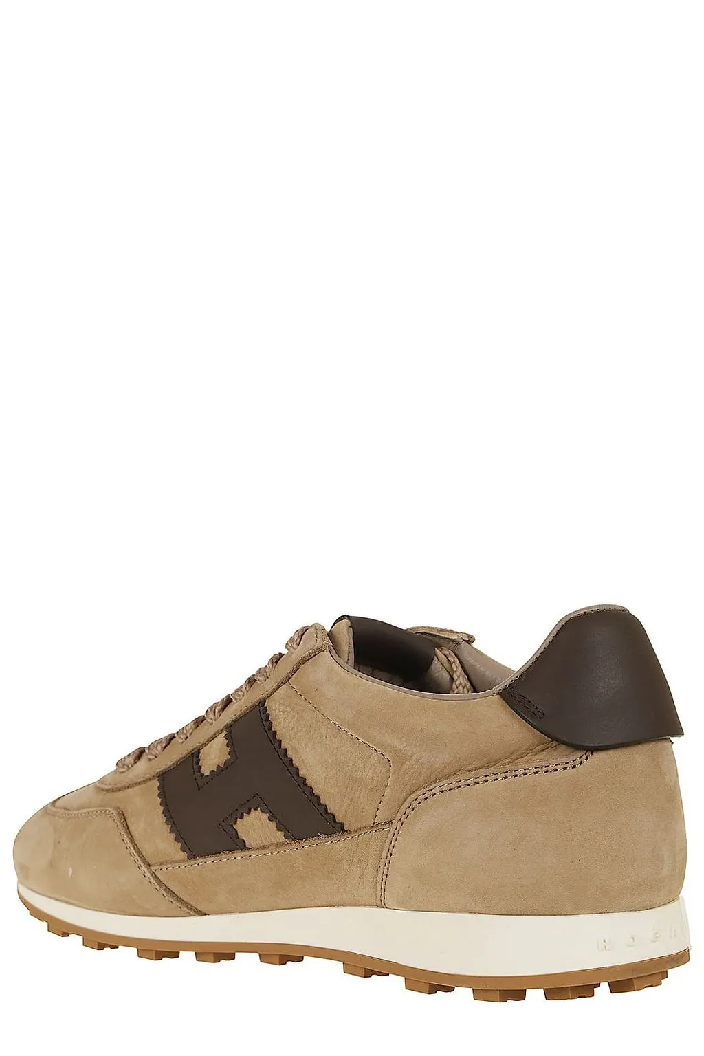 Hogan Beige Leather Low Top Lace Up Sneakers