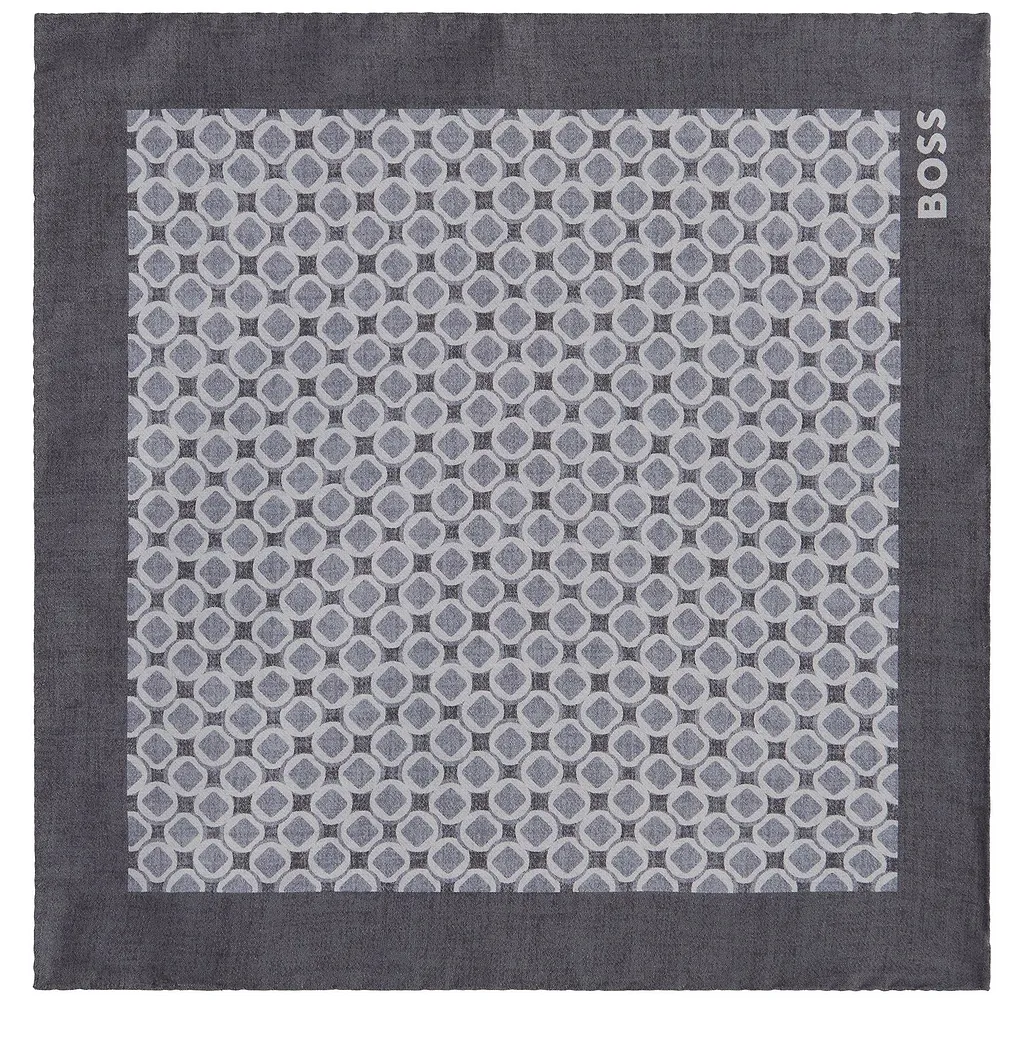 Geometric Border Silk Scarf