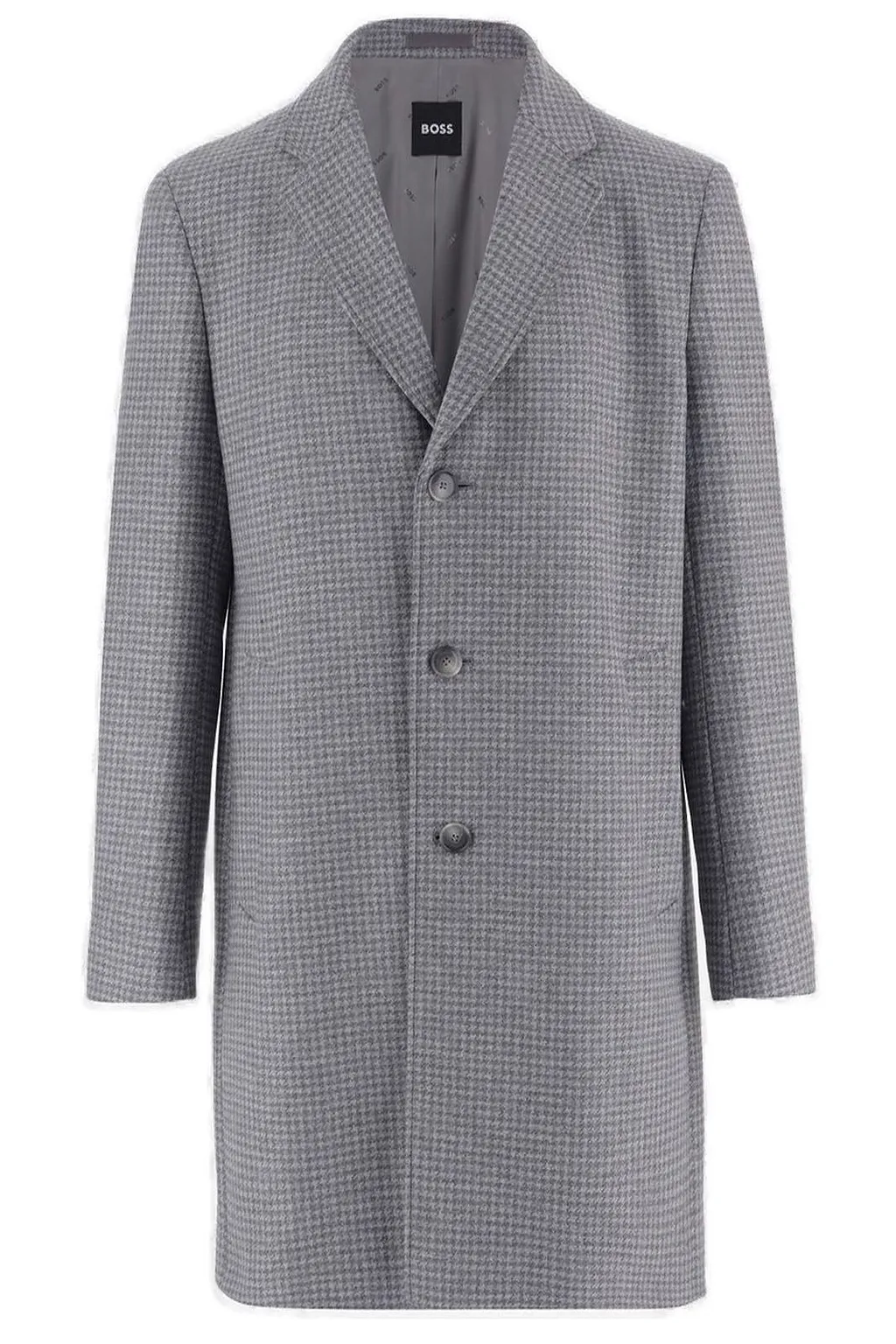 Hugo Boss Houndstooth Patterned Long Coat