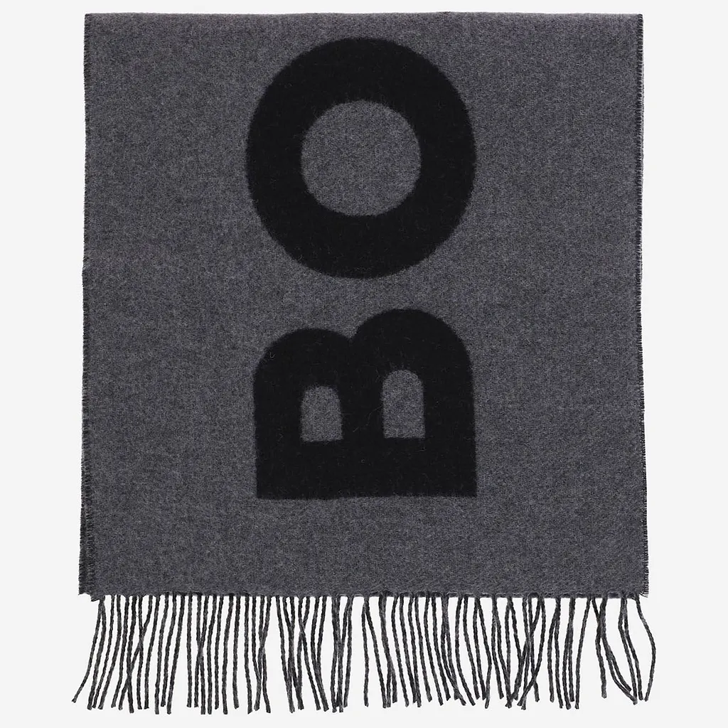 Boss Hugo Boss Logo Jacquard Fringed Edge Scarf
