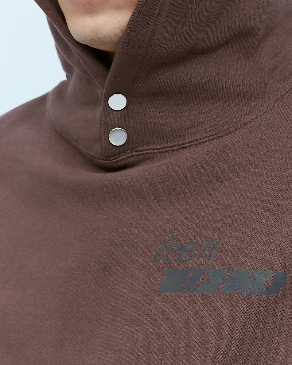 Ice & Techno Logo Print Hooded Pullover
