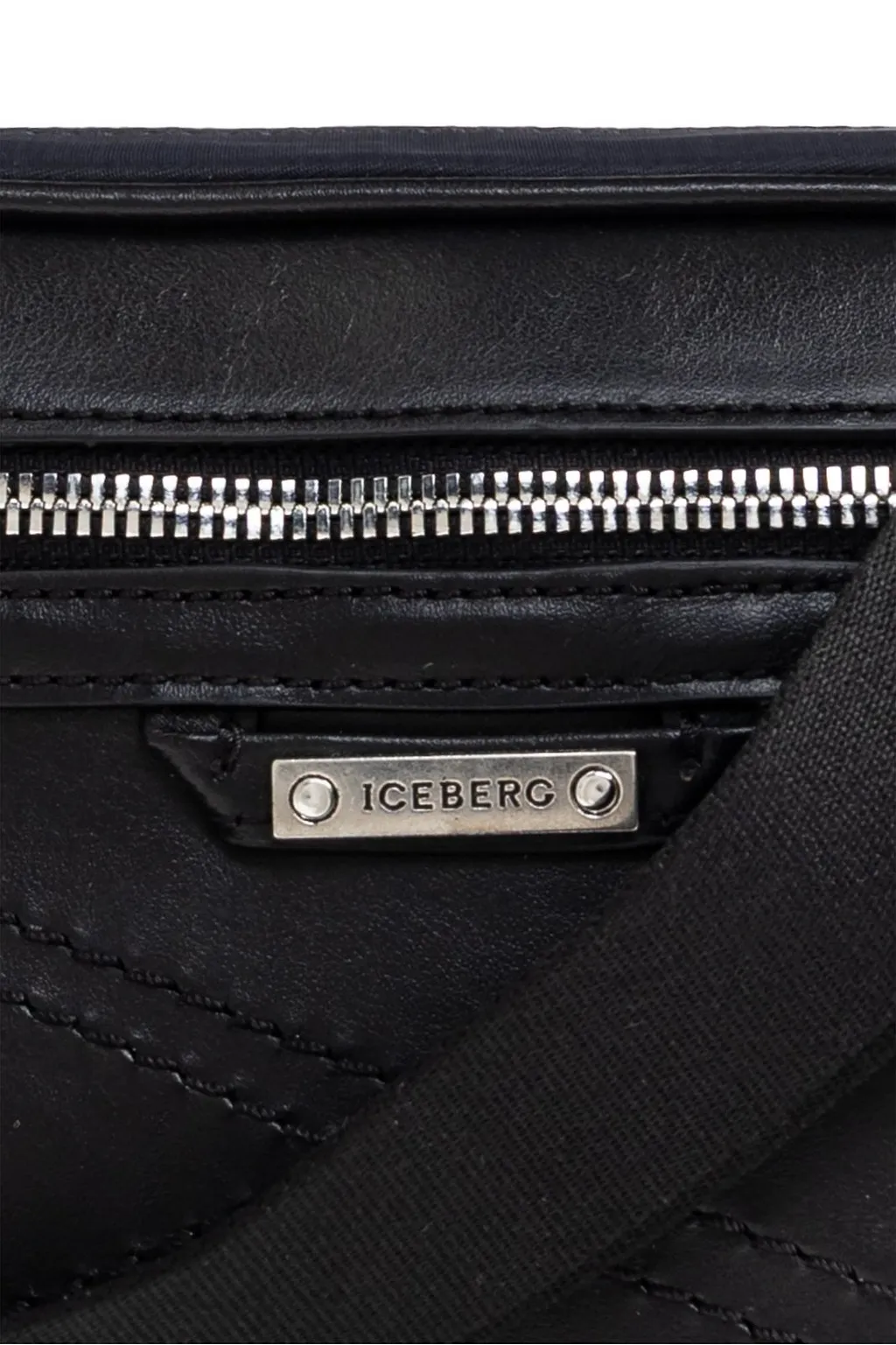 Iceberg Logo Zip Pocket Shoulder Bag