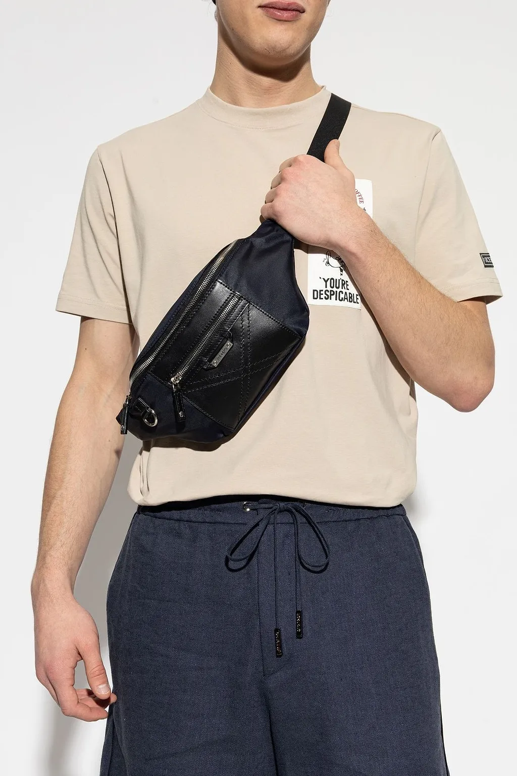Iceberg Quilted Zip Belt Messenger Bag