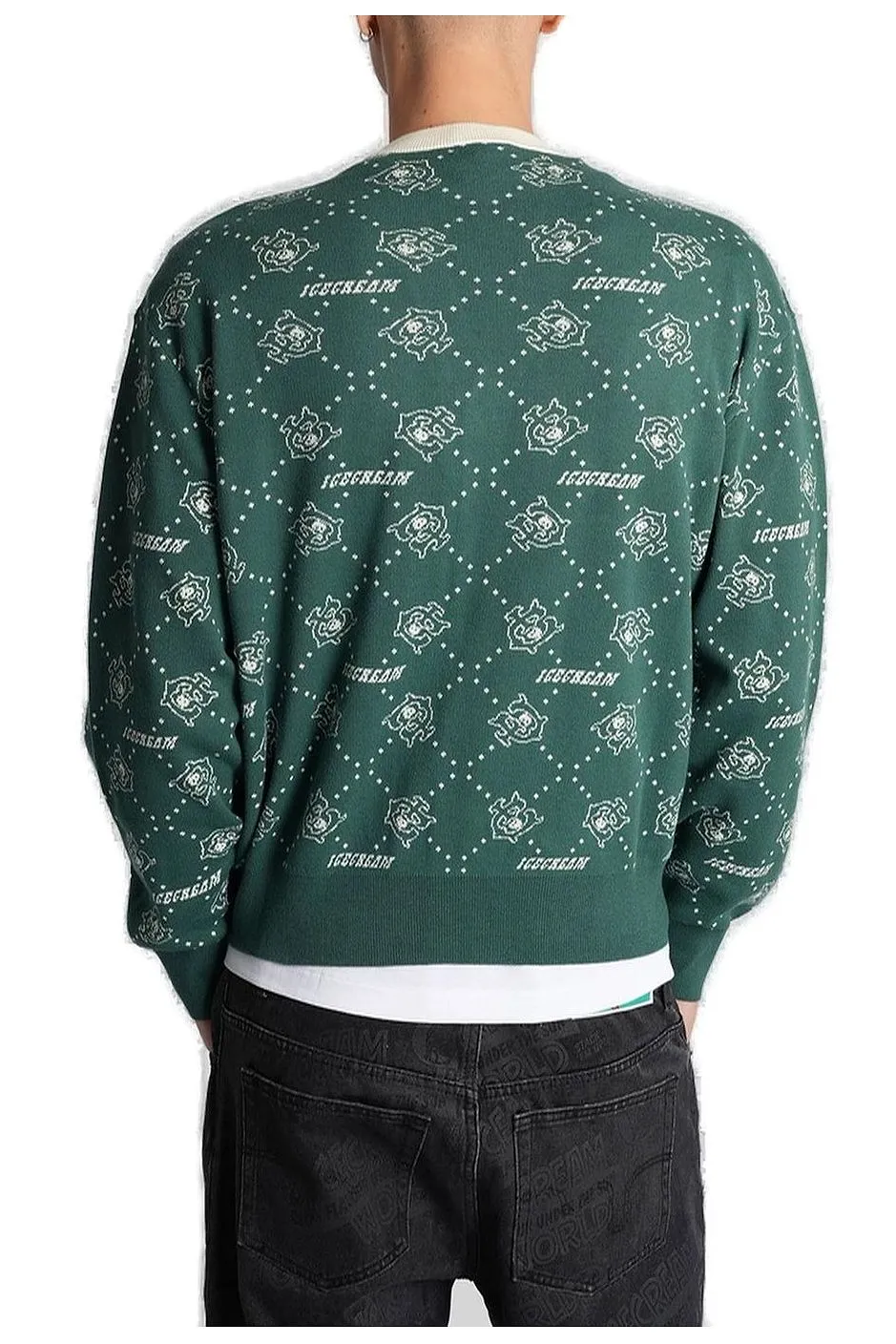 Icecream Logo Pattern V-Neck Cardigan