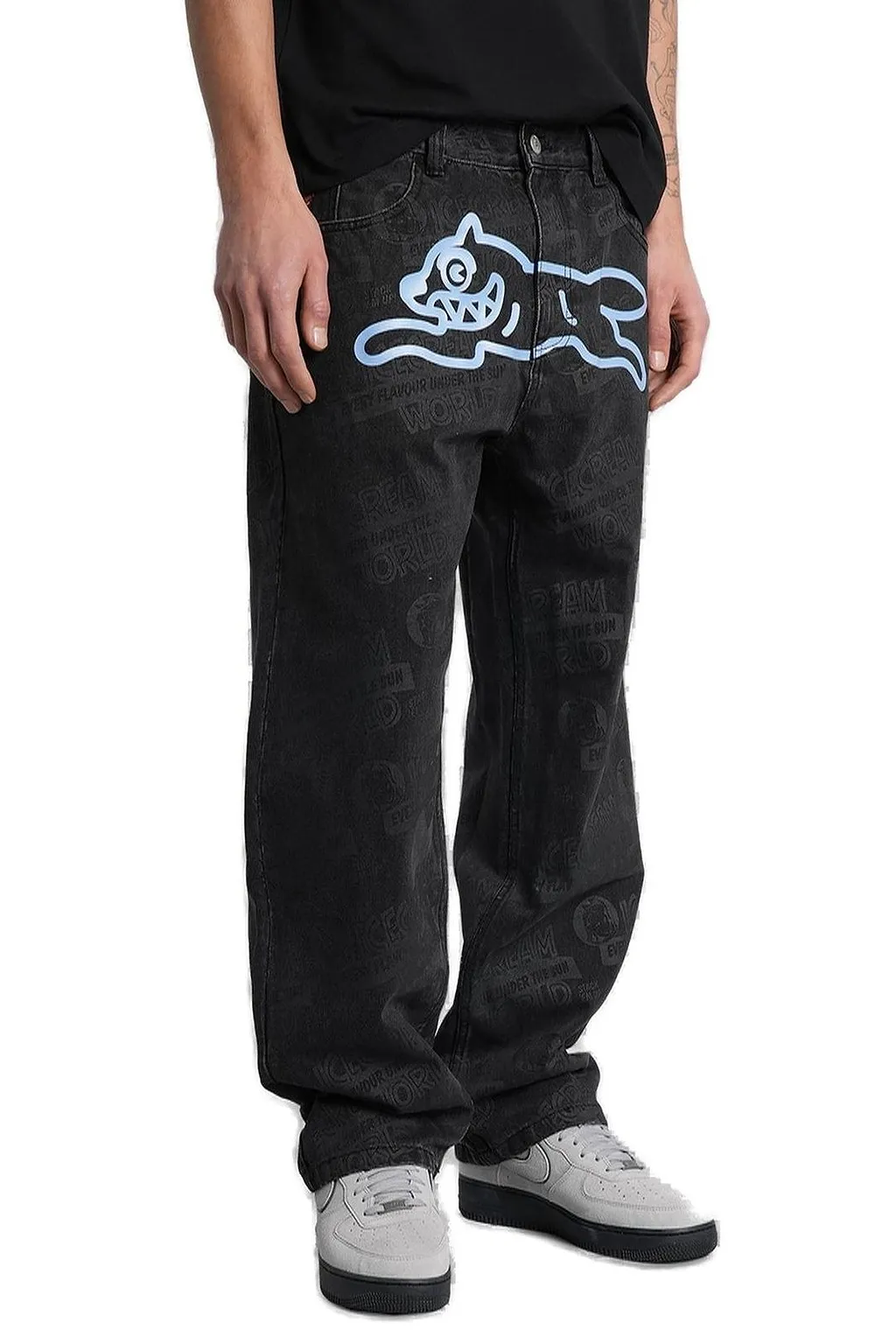 Icecream Logo Patch Graphic Logo Print Jeans