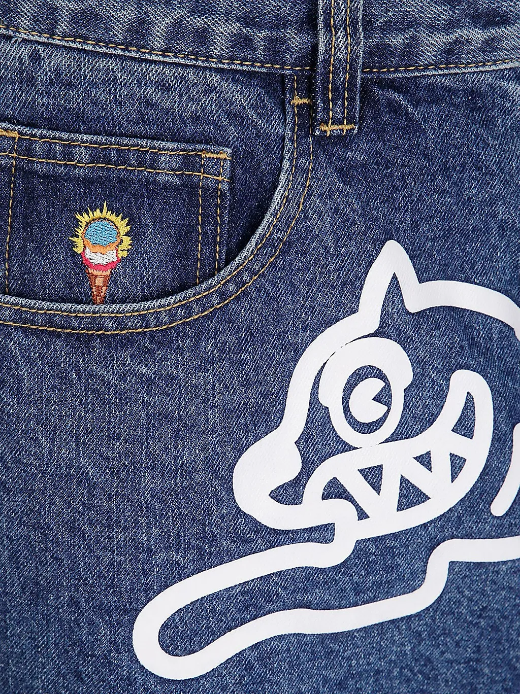 Icecream Logo Patch Running Dog Jeans