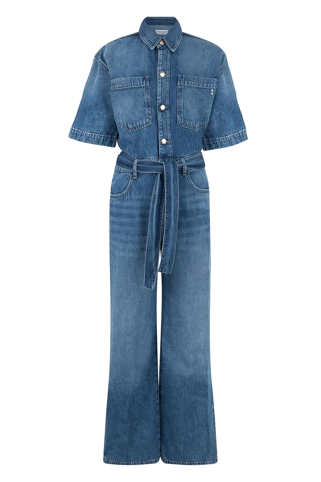 Icon Denim Duna Belted Wide-Leg Jumpsuit
