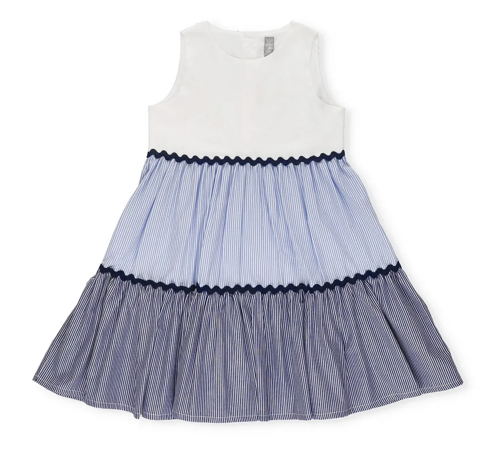 Il Gufo Buttoned Color Block Sleeveless Dress